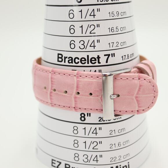 Guess X Elle Silver Tone Square Date Date 28mm Watch Y2K Gem Bezel Pink Leather - Picture 4 of 16